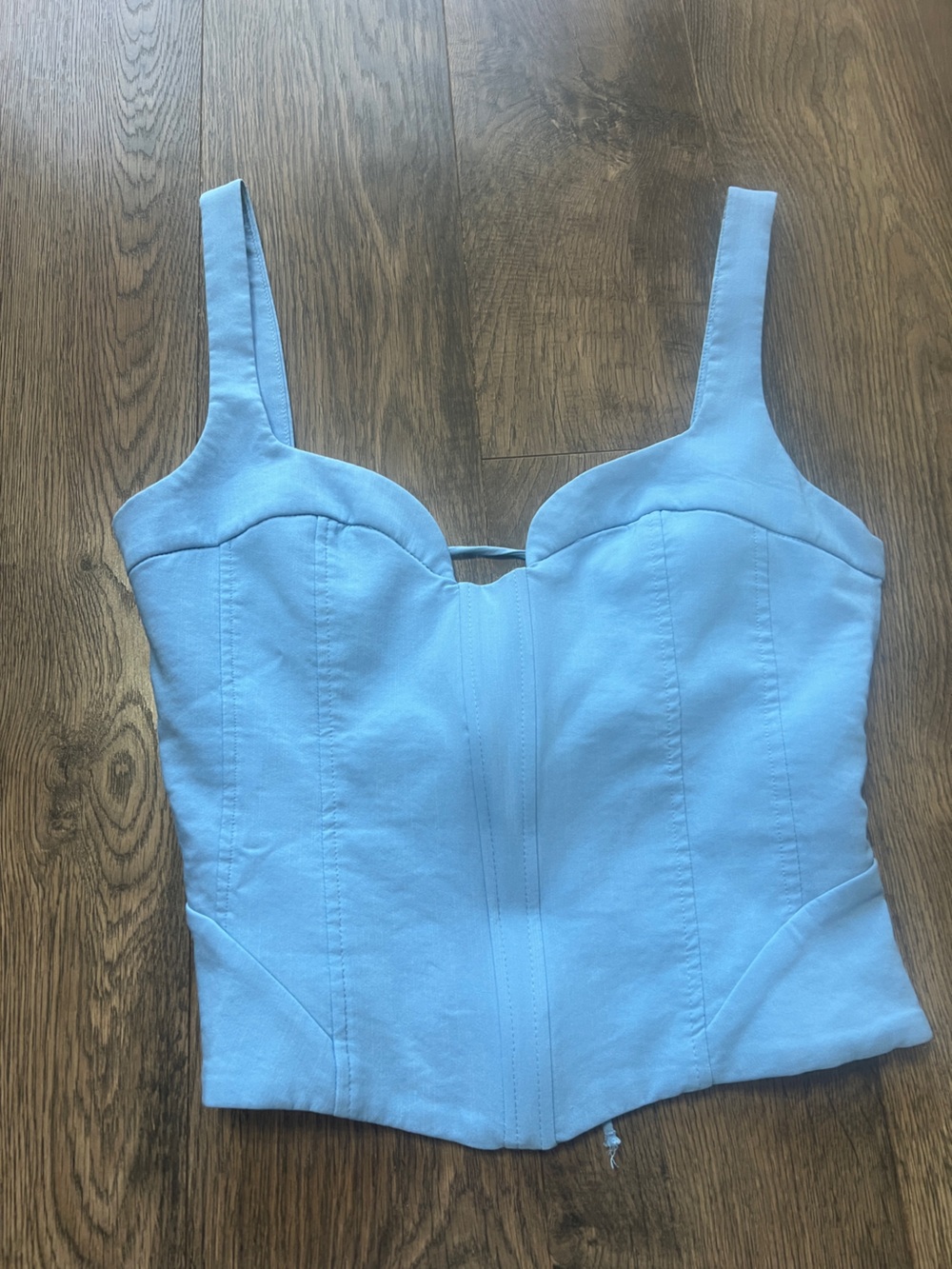 Zara Powder Blue Bustier-Style Tank Cropped Top - Size Medium
